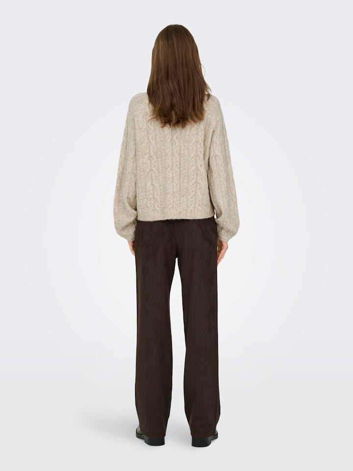Jdysilja L/s Hn Cable Pullover Knt - Beige
