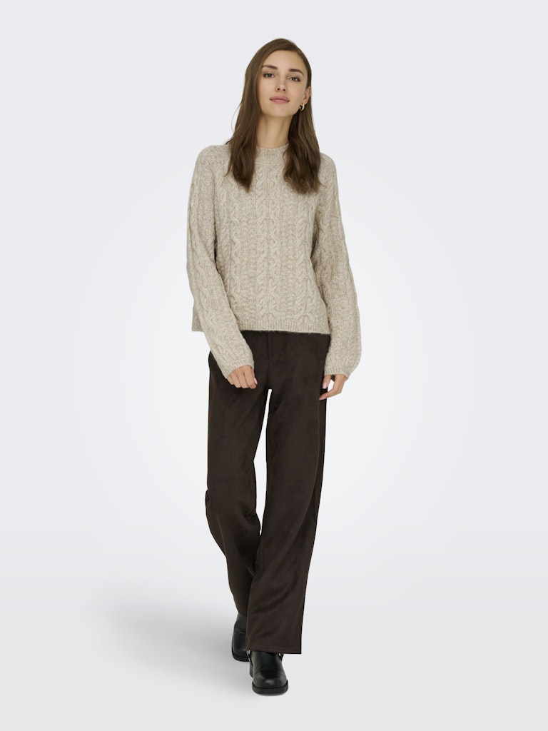 Jdysilja L/s Hn Cable Pullover Knt - Beige