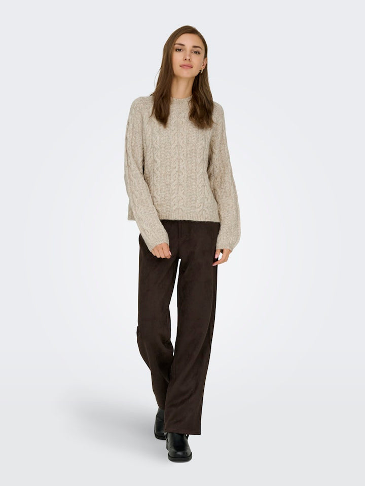 Jdysilja L/s Hn Cable Pullover Knt - Beige