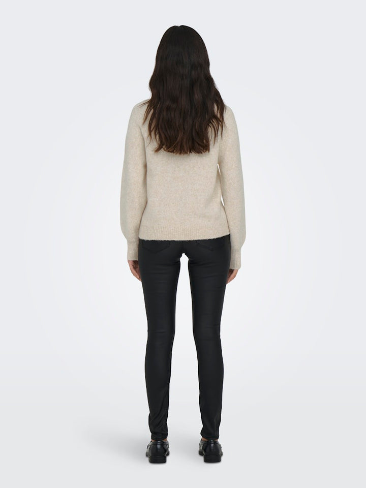 Onlemma Life Ls Button Oneck Knt Noos - Beige