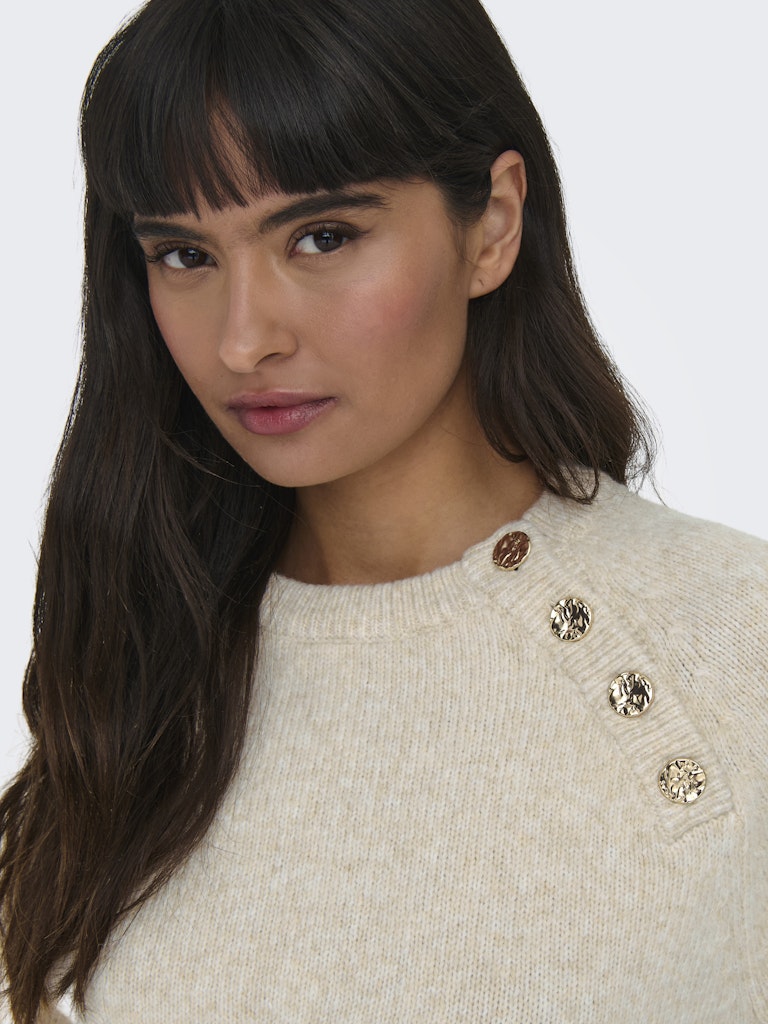 Onlemma Life Ls Button Oneck Knt Noos - Beige