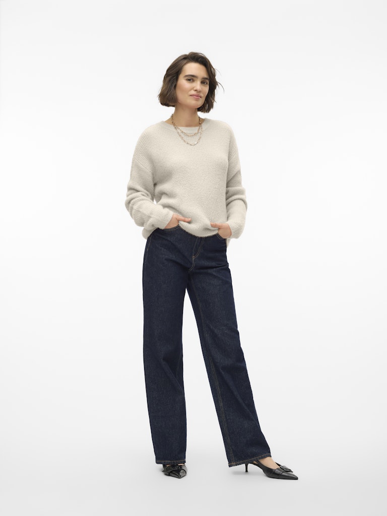 Vmpuff Ls O-neck Pullover Boo - Beige