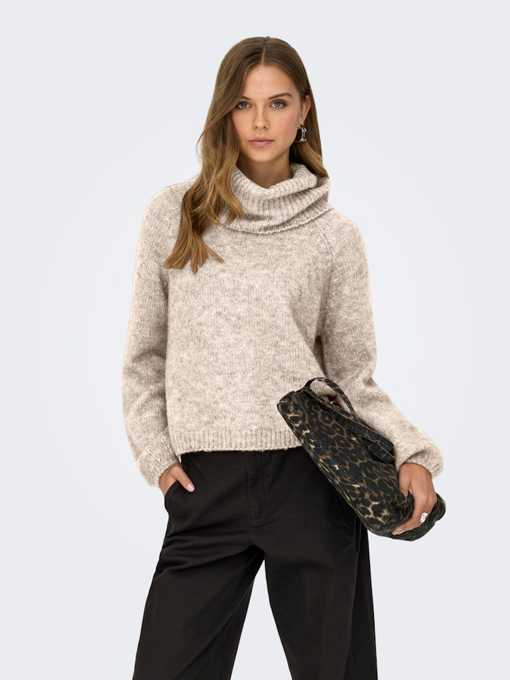 Onlgila Life Ls Rollneck Bf Knt - Beige