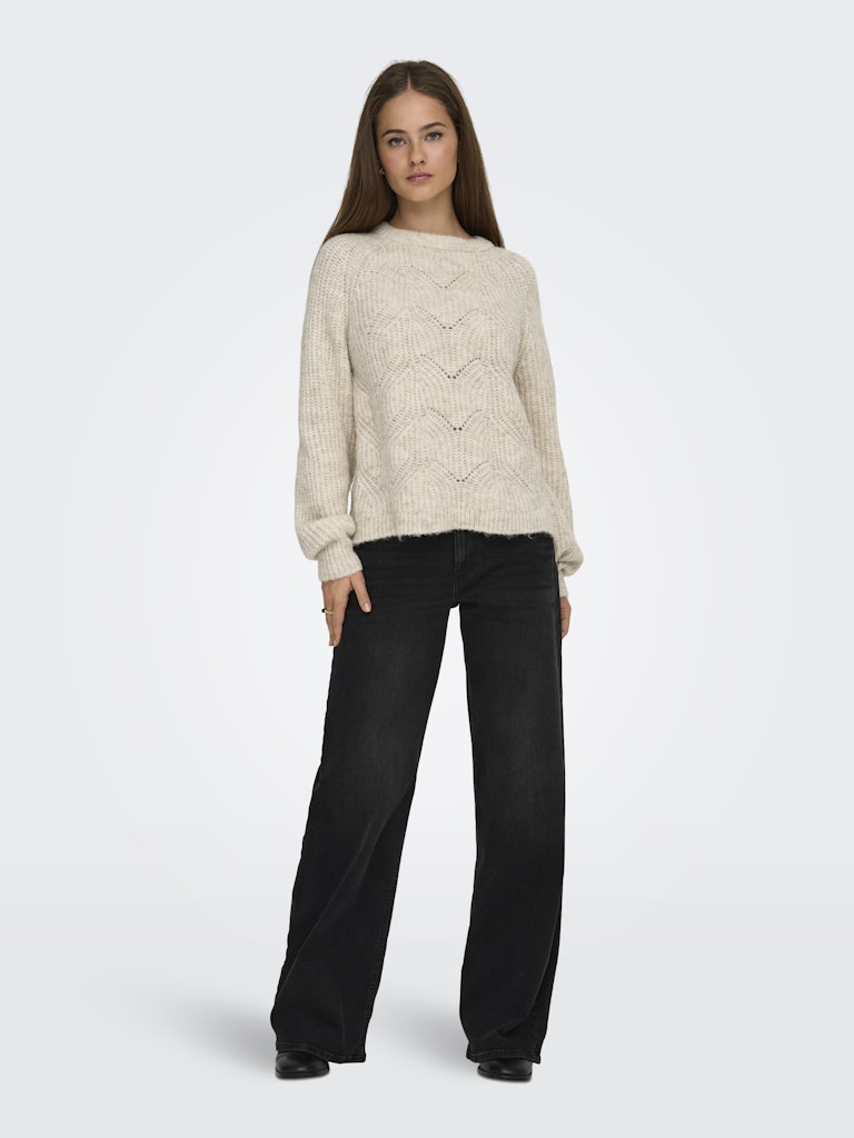 Onlgila Life Ls Structure O-neck Bf Knt - Beige