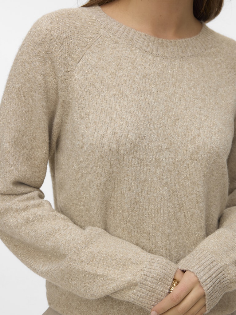 Vmdoffyshine Ls O-neck Blouse Rep Noos - Beige