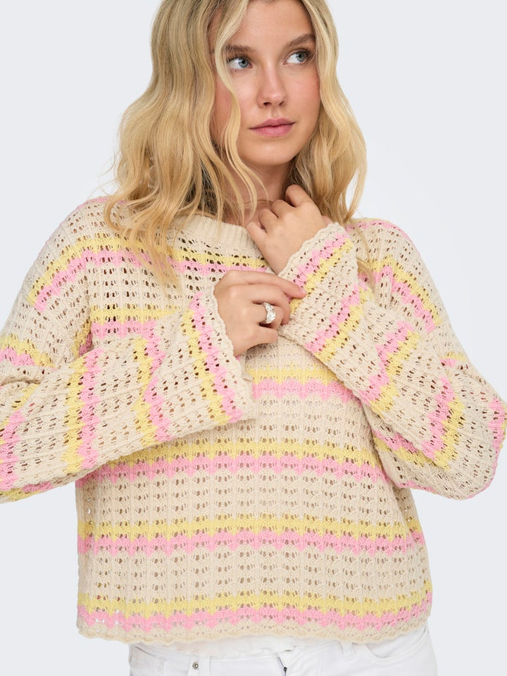 Onlasa Ls O-neck Knt Nca - Zand Dessin