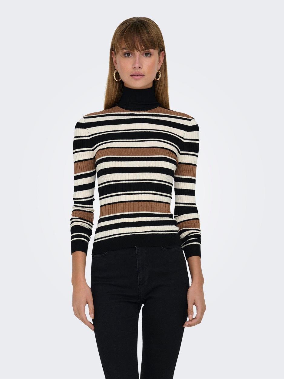 Onlkarol L/s Rollneck Pullover Knt - Zand Dessin