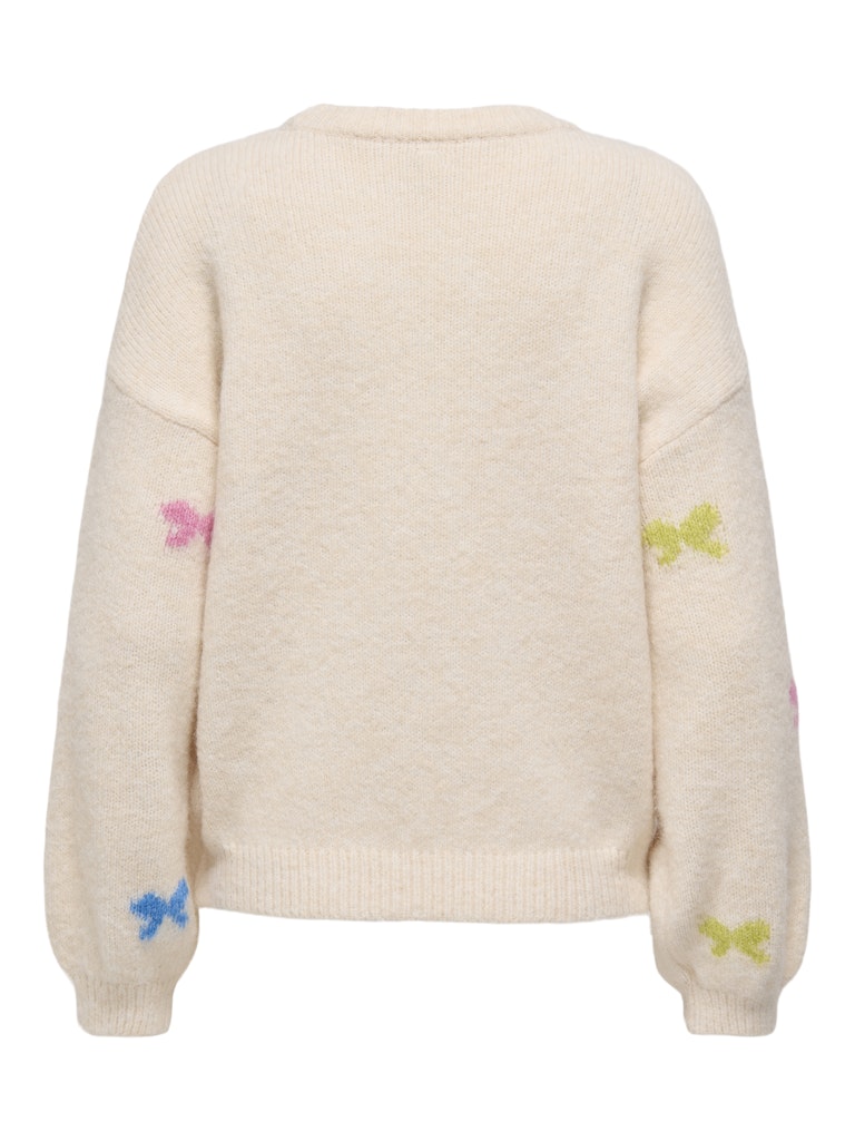 Onlbrunhilda Life Ls Bow O-neck Knt - Ecru Dessin