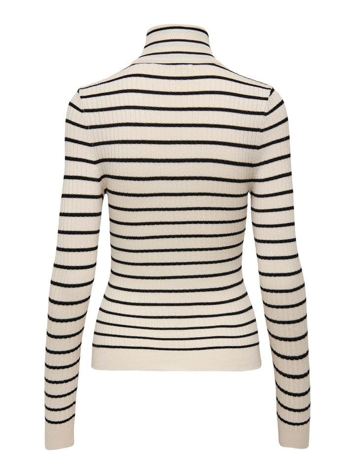 Onlkarol L/s Rollneck Pullover Knt Noos - Ecru Dessin