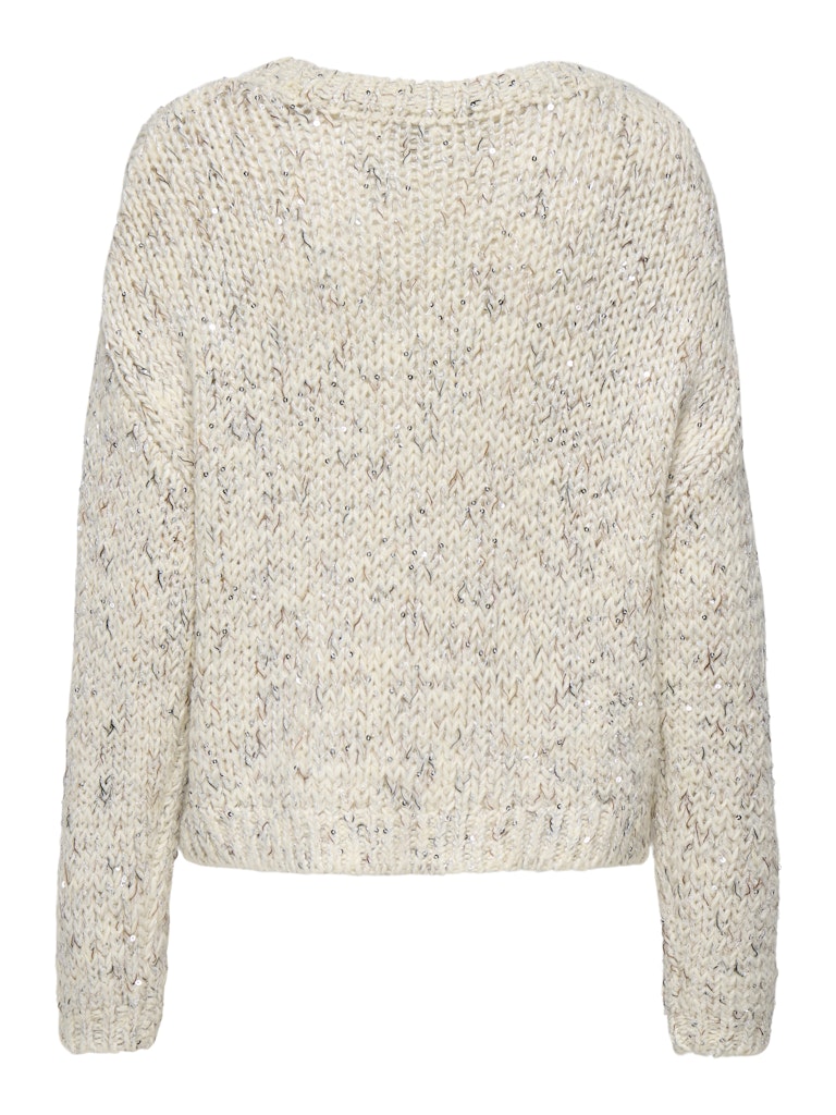 Onlwinter Ls Sequins O-neck Cs Knt - Ecru Dessin