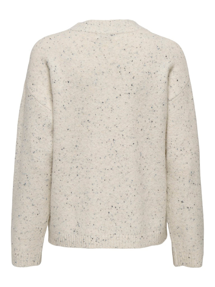 Jdyvirginia Life L/s Hn Pocket Pull Knt - Ecru Dessin