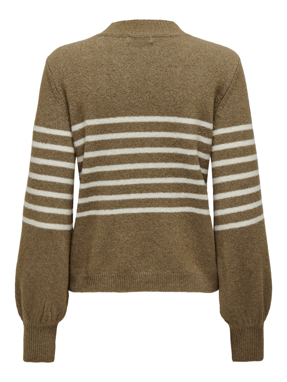 Jdylayla L/s Hn Stripe Pullover Knt - Ecru Dessin