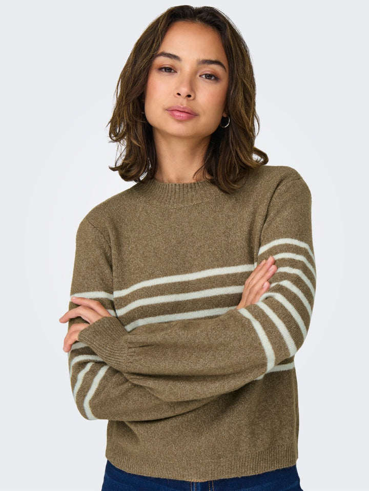 Jdylayla L/s Hn Stripe Pullover Knt - Ecru Dessin