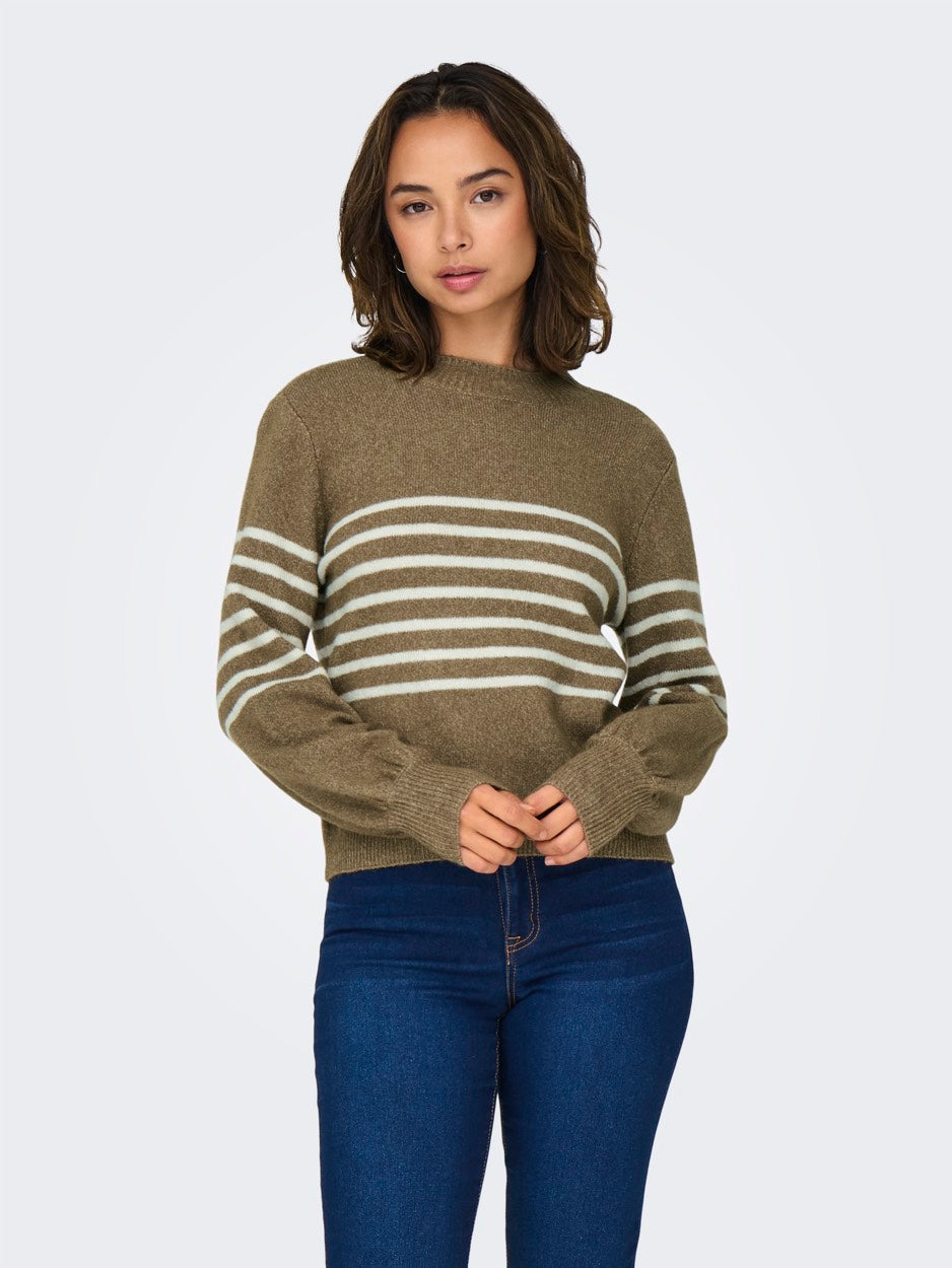 Jdylayla L/s Hn Stripe Pullover Knt - Ecru Dessin