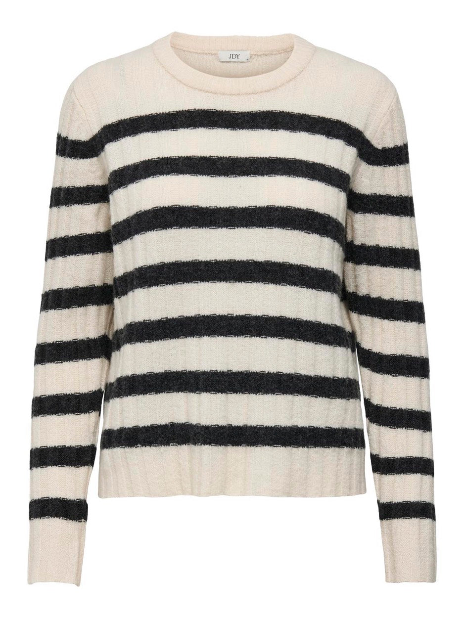 Jdymiley L/s O-neck Stripe Pullover - Ecru Dessin