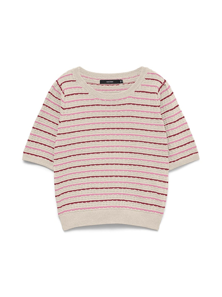 Vmmonica 2/4 O-neck Pullover Boo - Ecru Dessin