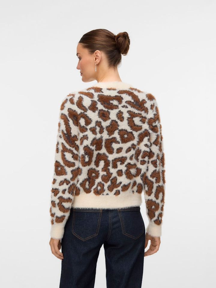 Vmjungle Ls O-neck Pullover Boo - Ecru Dessin