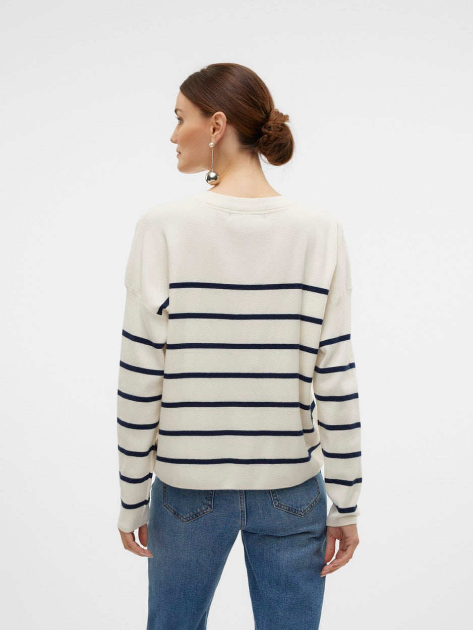 Vmaria Bonjour Ls O-neck Pullover G - Ecru Dessin