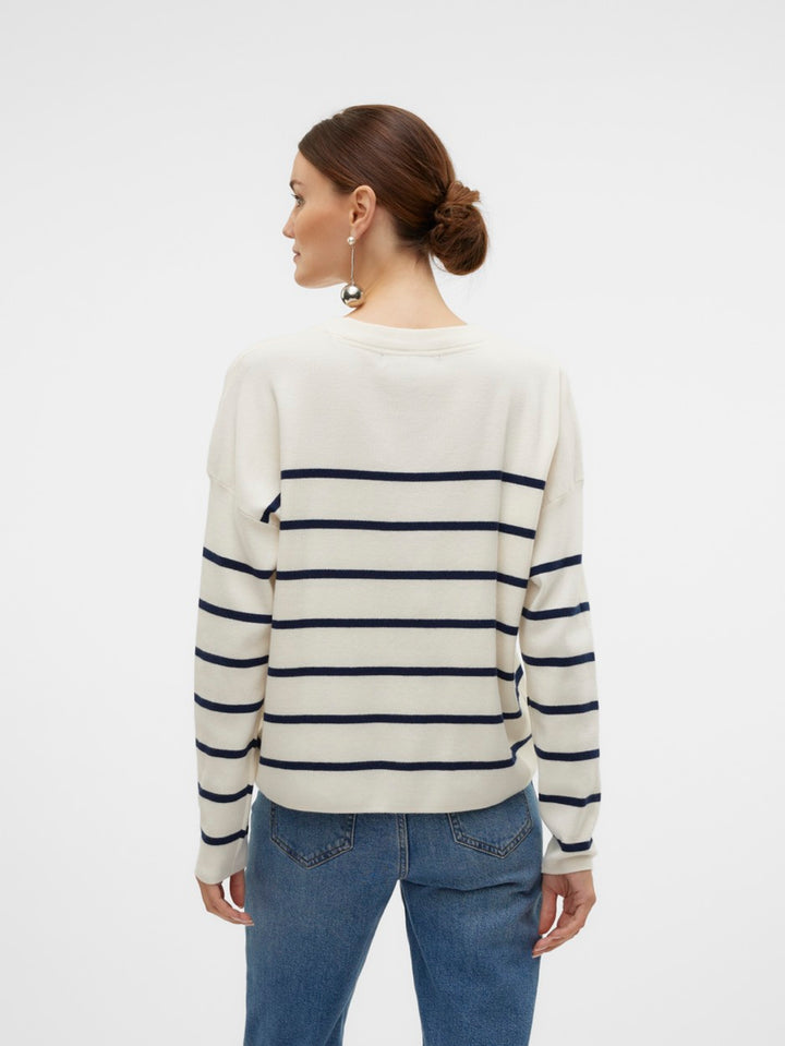 Vmaria Bonjour Ls O-neck Pullover G - Ecru Dessin