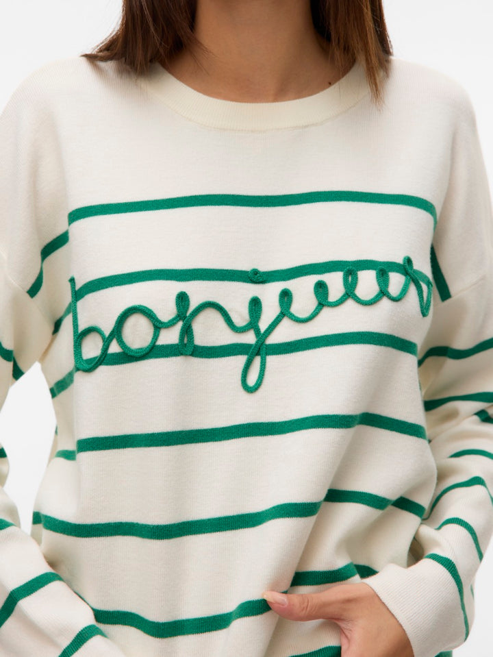 Vmaria Bonjour Ls O-neck Pullover G - Ecru Dessin