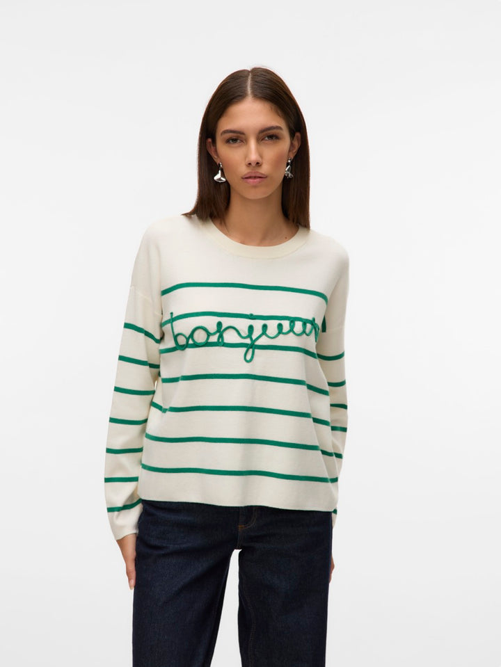 Vmaria Bonjour Ls O-neck Pullover G - Ecru Dessin