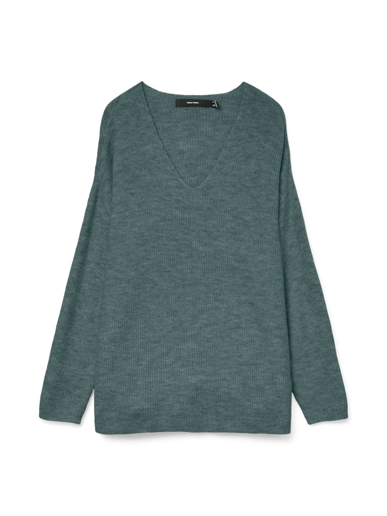 Vmcrewlefile Ls V-neck Blouse Noos - Olijf