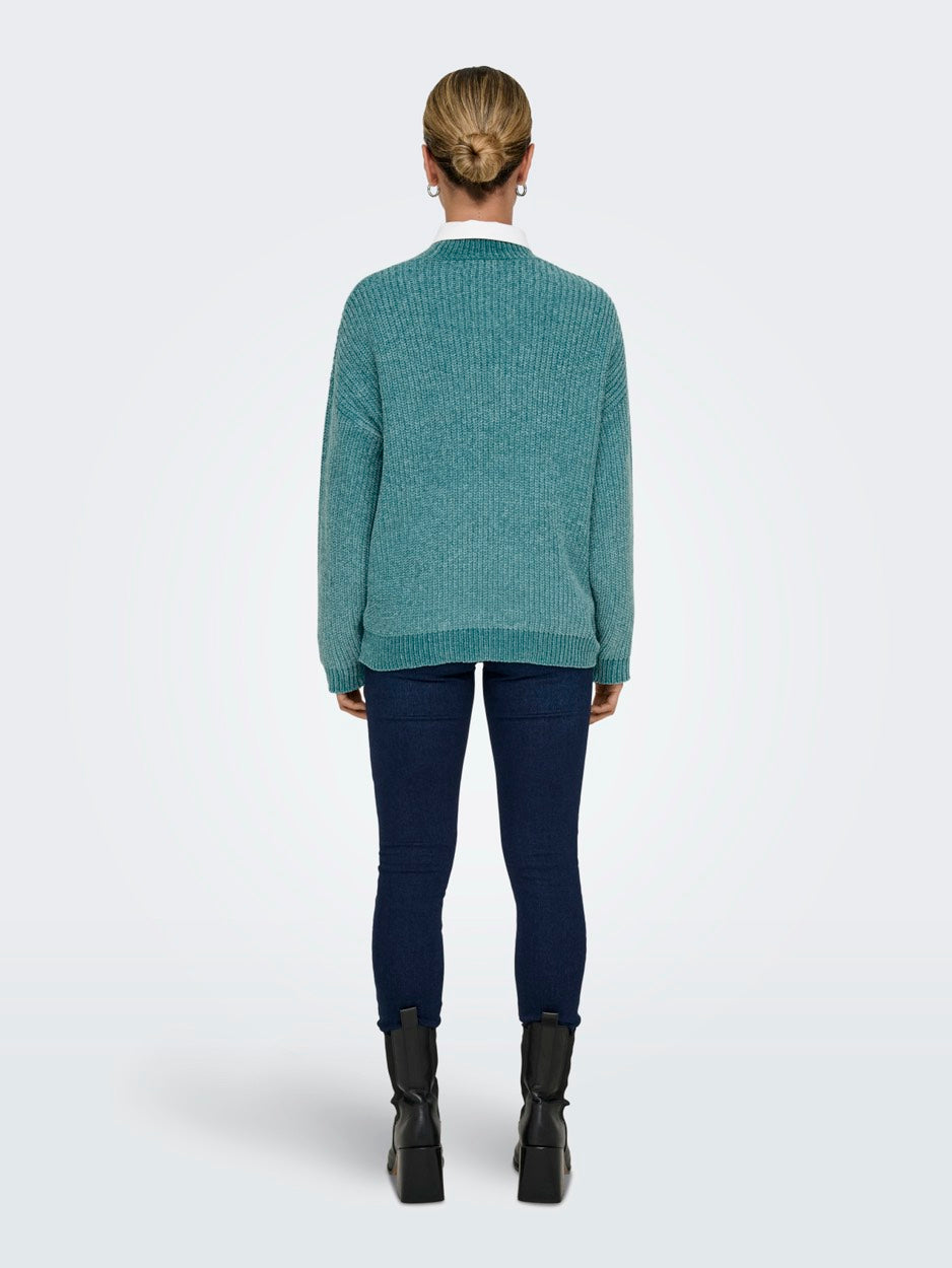 Jdymelia L/s High Neck Pullover Knt - Esmerald