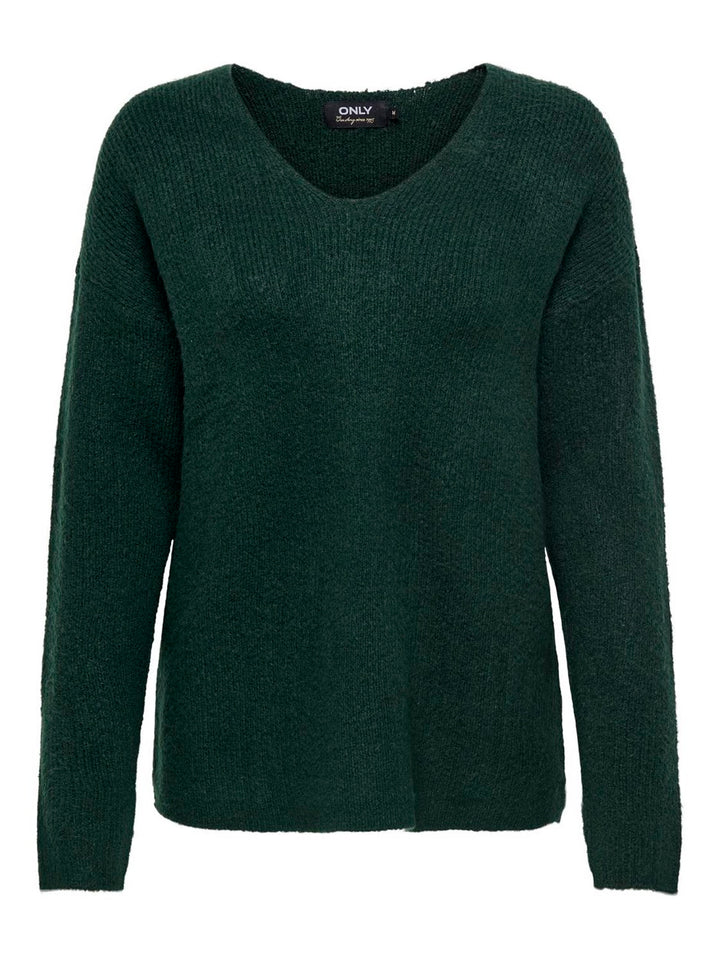 Onlcamilla V-neck L/s Pullover Knt - Donkergroen