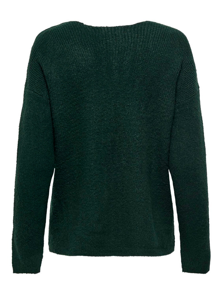 Onlcamilla V-neck L/s Pullover Knt - Donkergroen