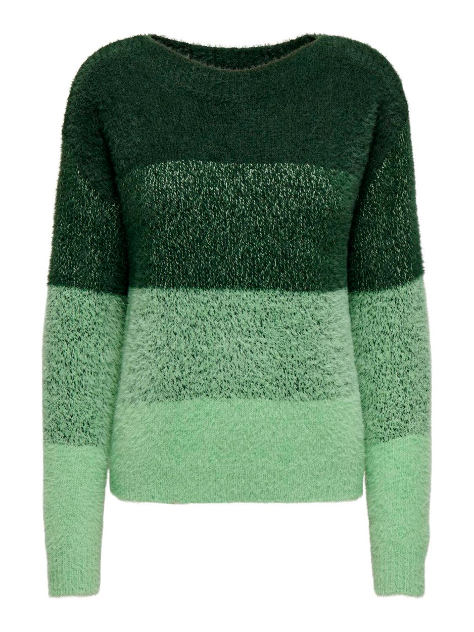 Onlmaika Ls Boatneck Cc Knt - Groen Dessin