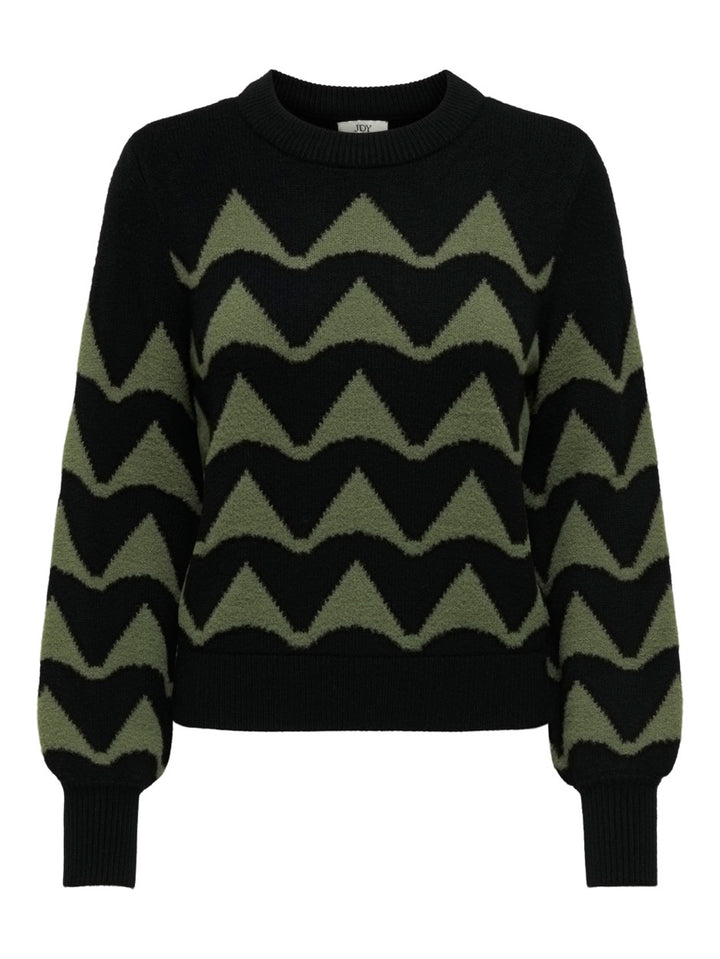 Jdytina L/s Jacquard Pullover Knt - Groen Dessin