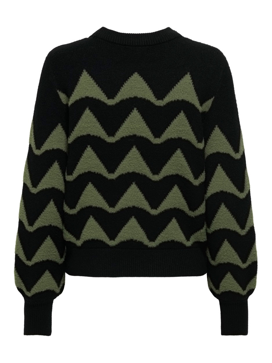 Jdytina L/s Jacquard Pullover Knt - Groen Dessin