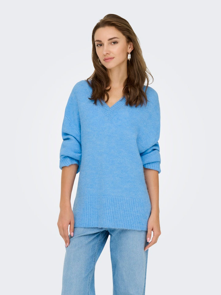Jdymarina L/s V-neck Pullover Knt - Lichtblauw
