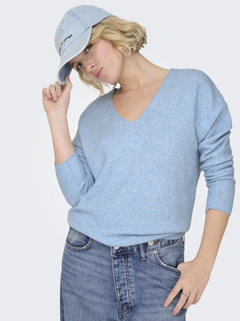 Onlrica L/s V-neck Pullo Knt Noos - Lichtblauw