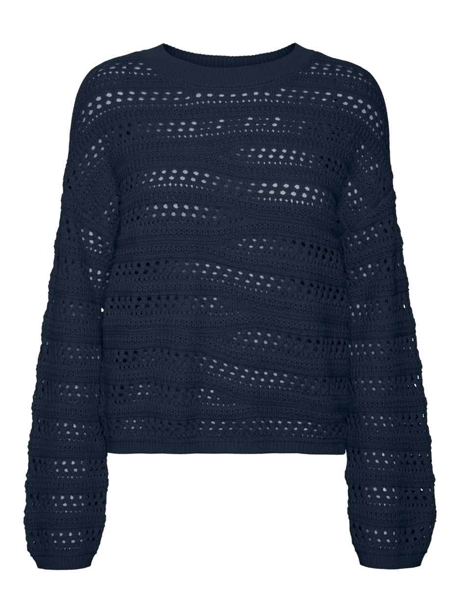 Vmlilja Ls O-neck Pullover Ga - Navy