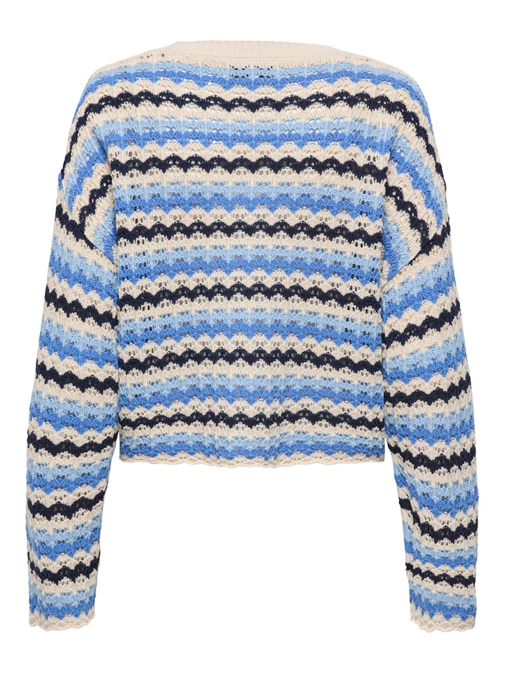 Onlasa Ls O-neck Knt Nca - Blauw Dessin