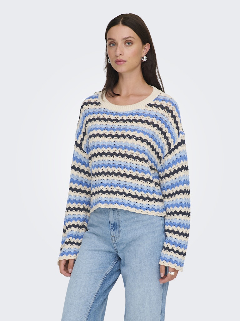 Onlasa Ls O-neck Knt Nca - Blauw Dessin