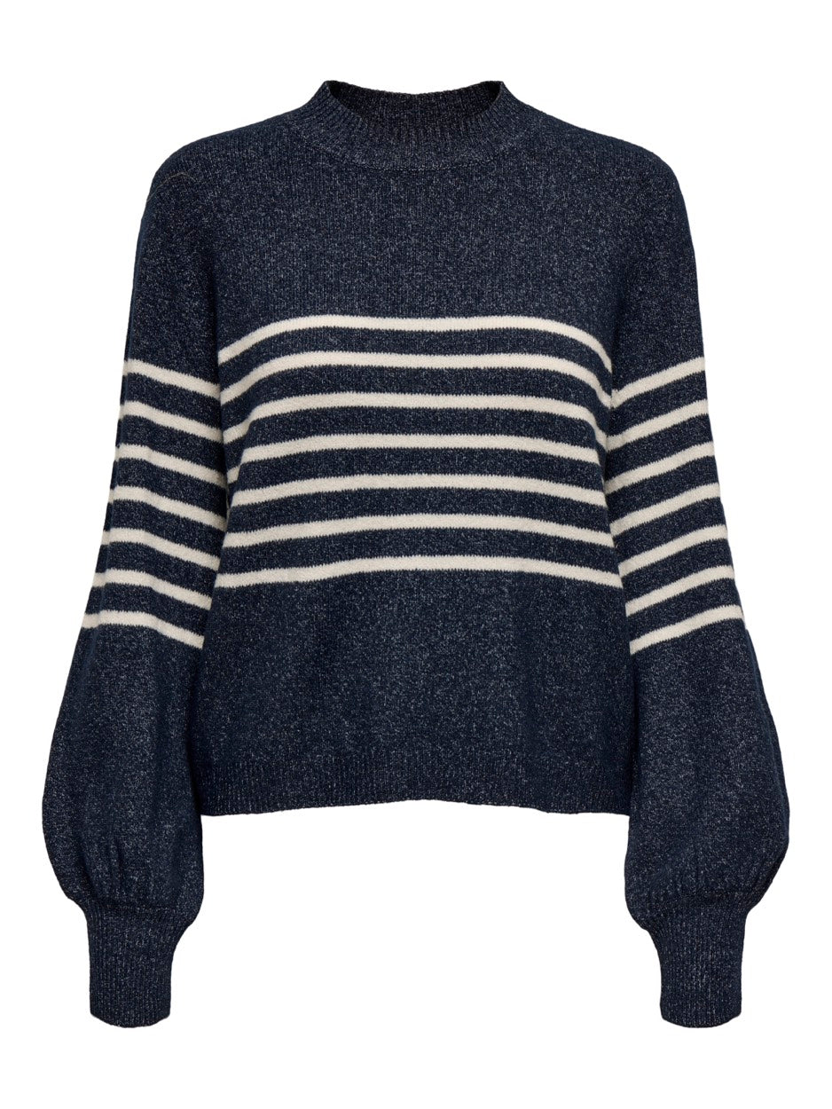 Jdylayla L/s Hn Stripe Pullover Knt - Blauw Dessin