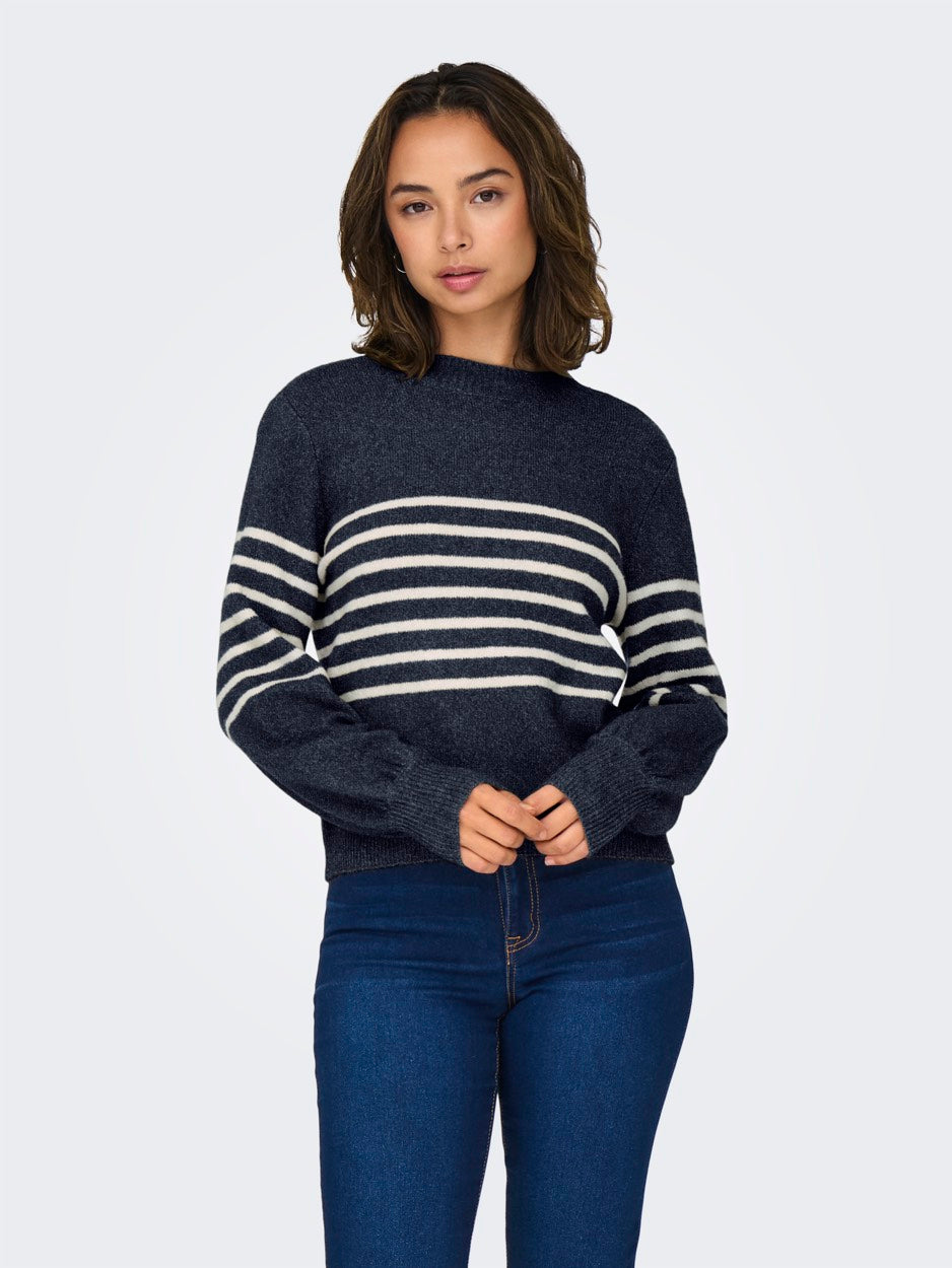 Jdylayla L/s Hn Stripe Pullover Knt - Blauw Dessin