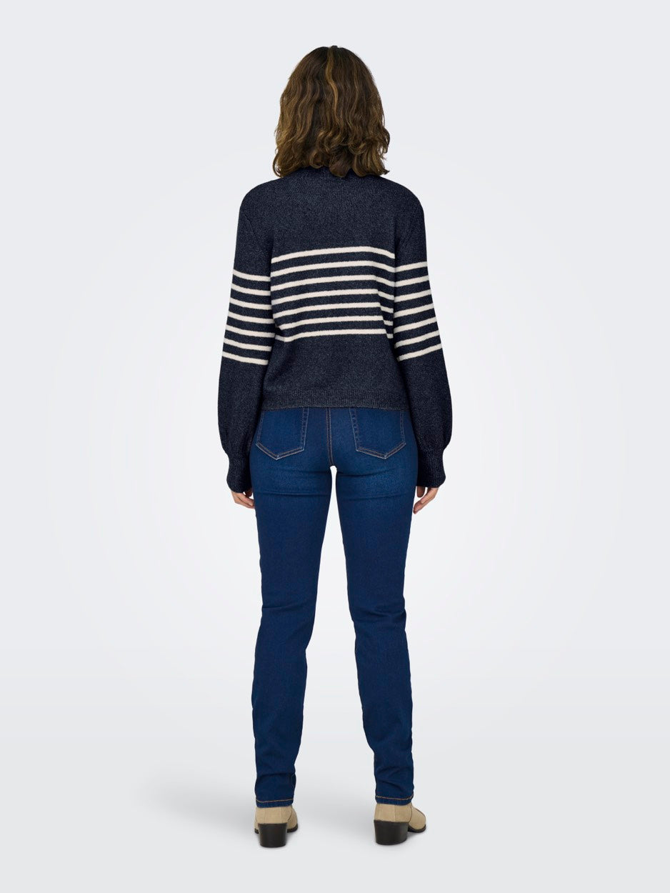 Jdylayla L/s Hn Stripe Pullover Knt - Blauw Dessin