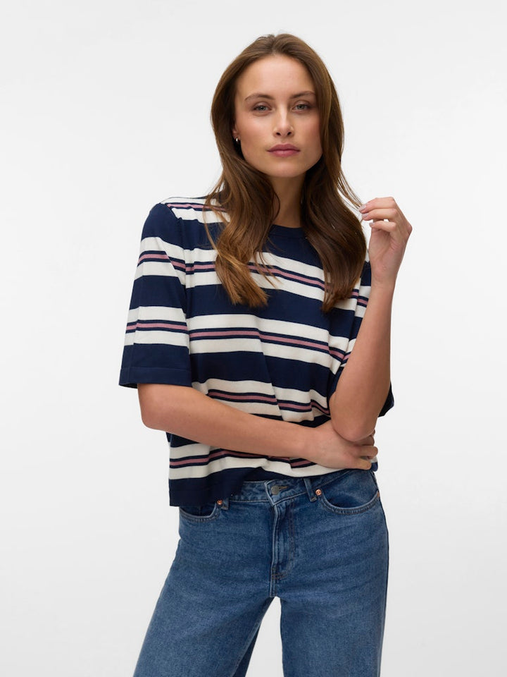 Vmsilje 2/4 O-nck Oversize Pull Ga Noos - Blauw Dessin