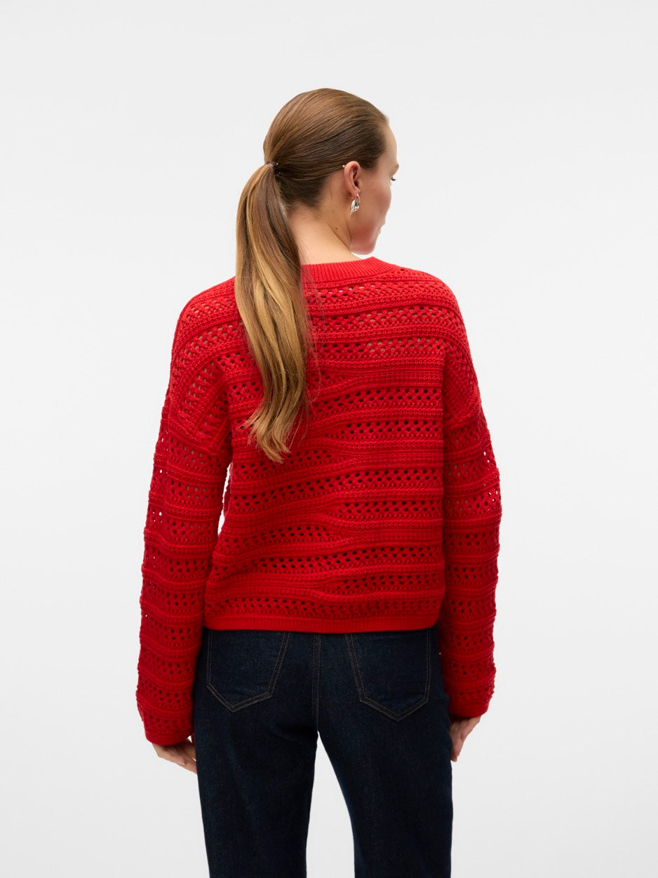 Vmlilja Ls O-neck Pullover Ga - Rood