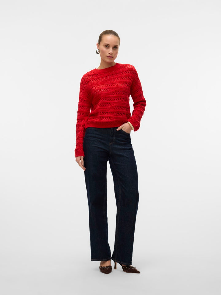 Vmlilja Ls O-neck Pullover Ga - Rood