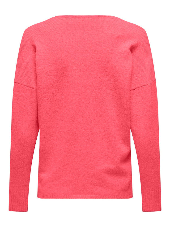 Onlrica L/s V-neck Pullo Knt Noos - Koraal Rood