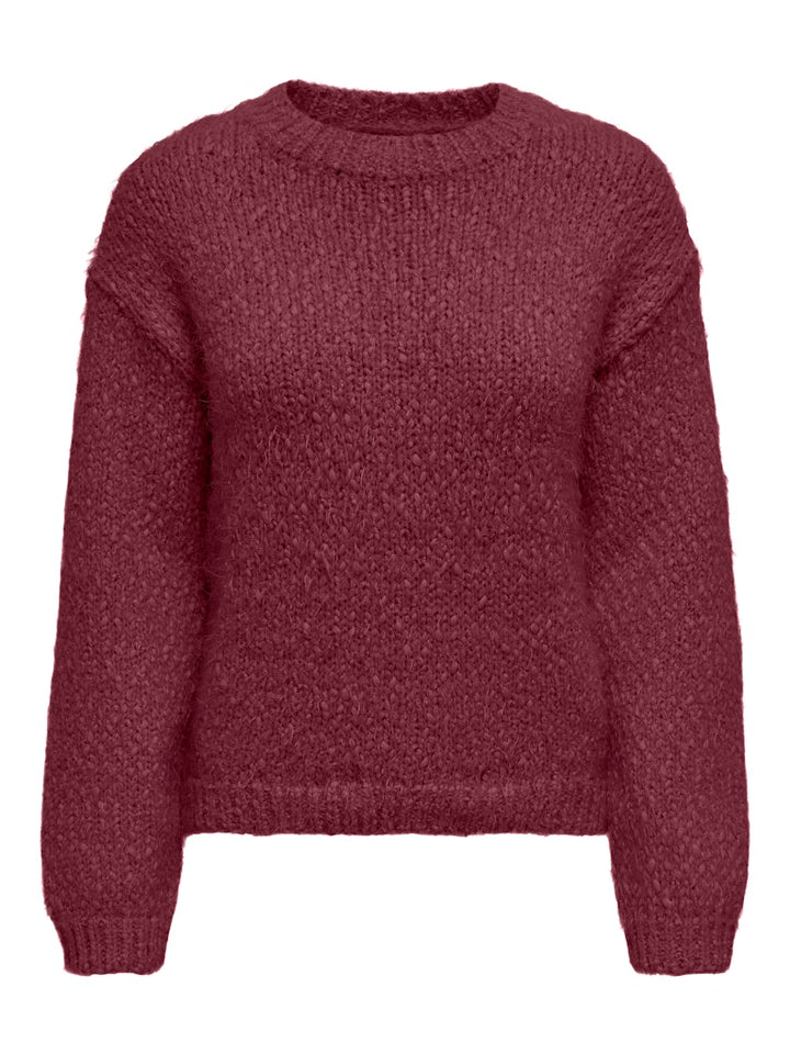 Onlbea Ls O-neck Cc Knt - Wijnrood