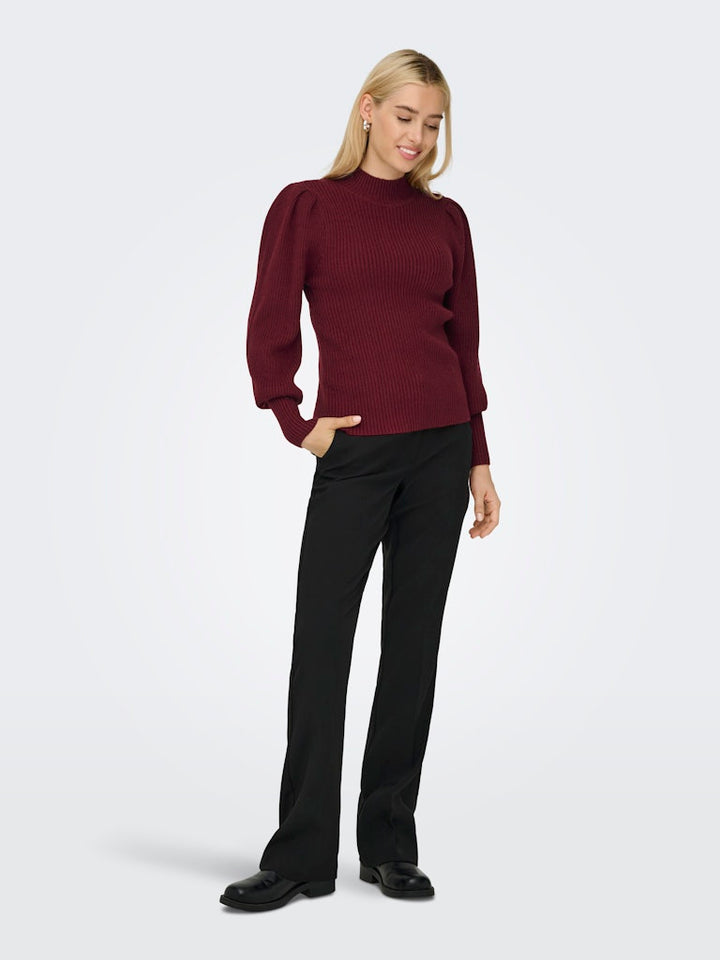 Onlkatia L/s Highneck Pullover Knt Noos - Wijnrood