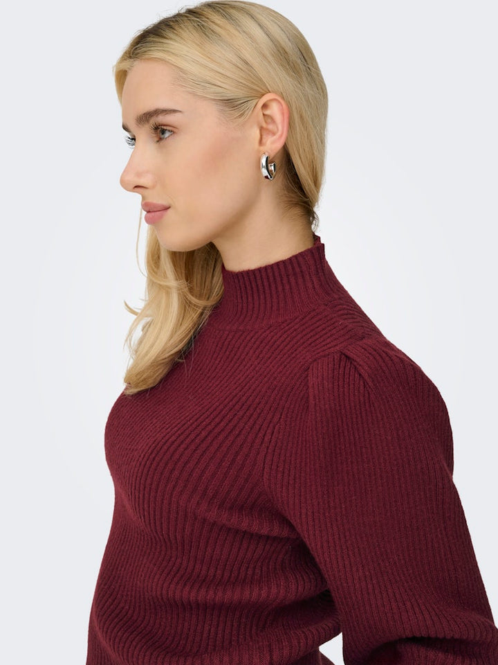 Onlkatia L/s Highneck Pullover Knt Noos - Wijnrood