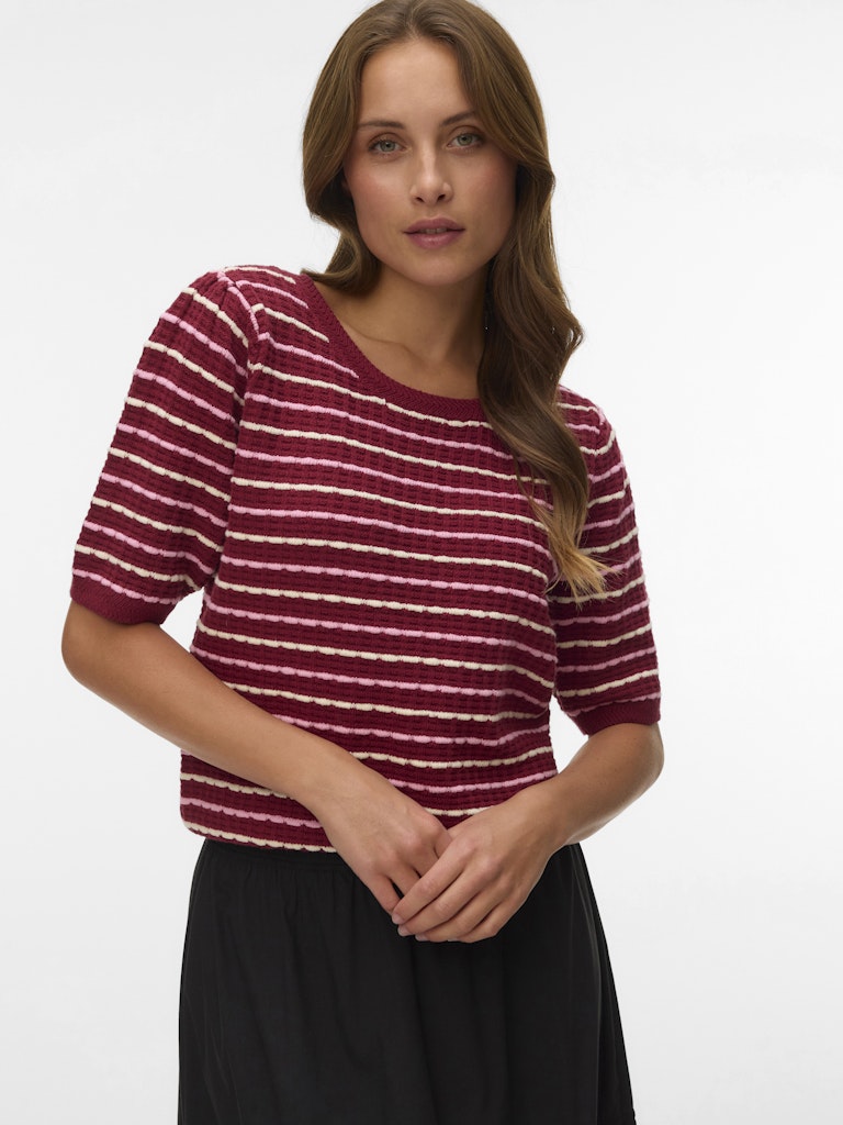 Vmmonica 2/4 O-neck Pullover Boo - Rood Dessin