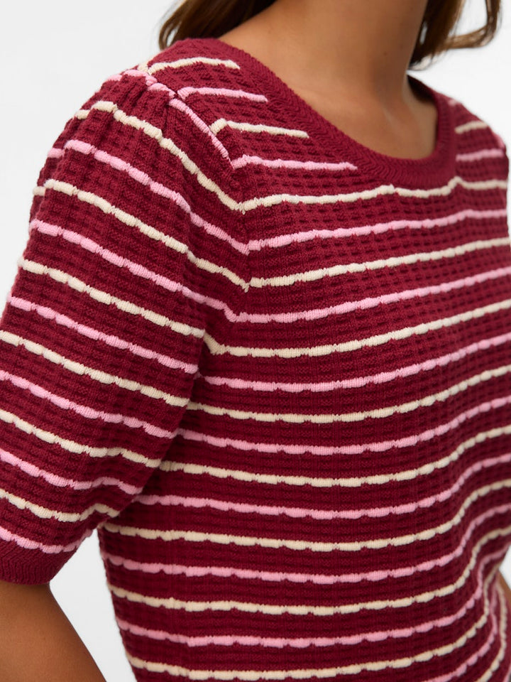 Vmmonica 2/4 O-neck Pullover Boo - Rood Dessin
