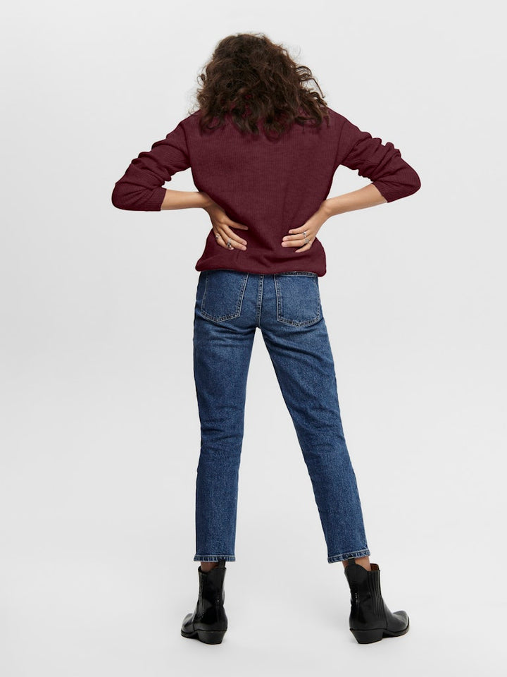 Onlcamilla V-neck L/s Pullover Knt Noos - Bordeaux